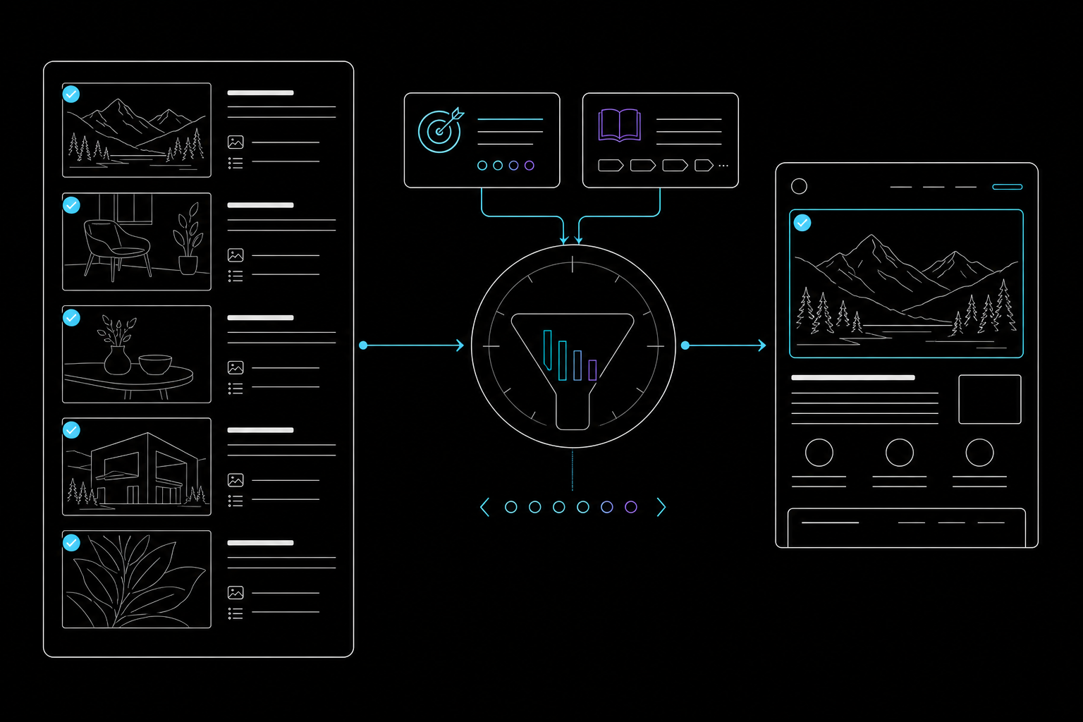 A described verified media library is filtered by page intent before one image enters the page.